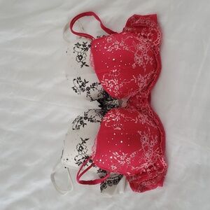 Two Victoria's Secret Rhinestone & Lace Demi Bras 36B